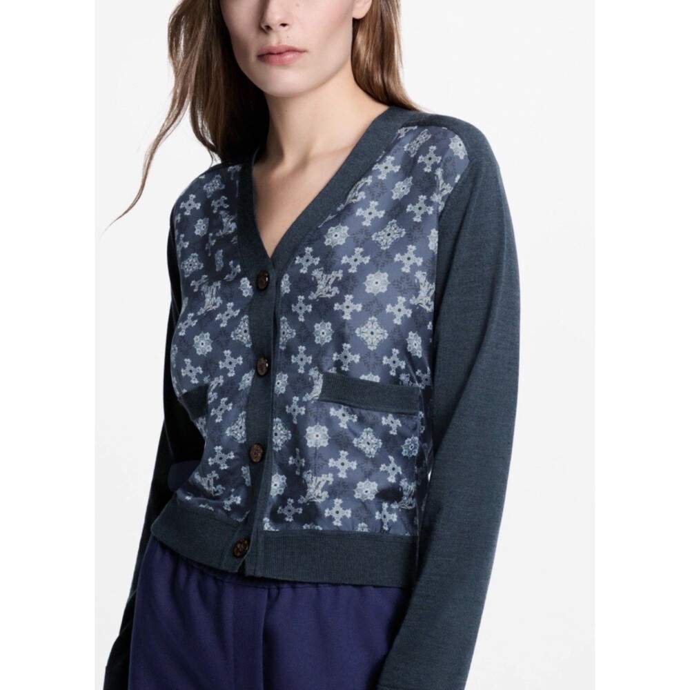 Simply Styled Blue/Black Floral Lightweight Knit Button Cardigan Petite PM